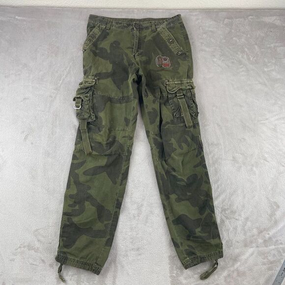 Other - Vintage Japanese Junye Cargo Pants Men 32‎ Green Camo Paratrooper Tactical Y2K